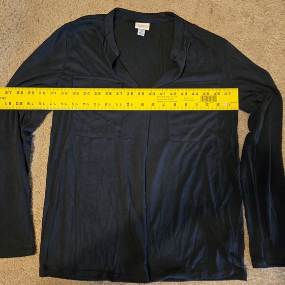 A New Day Stretch Long Sleeve Blouse with Mandarin Collar, Colbalt Blue - Picture 5 of 6